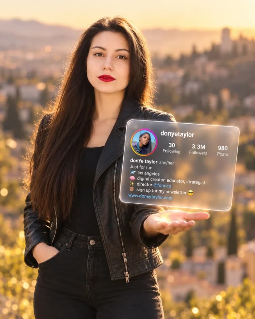 Floating Hologram Profile Card Prompt (Your Photo + Your Profile)