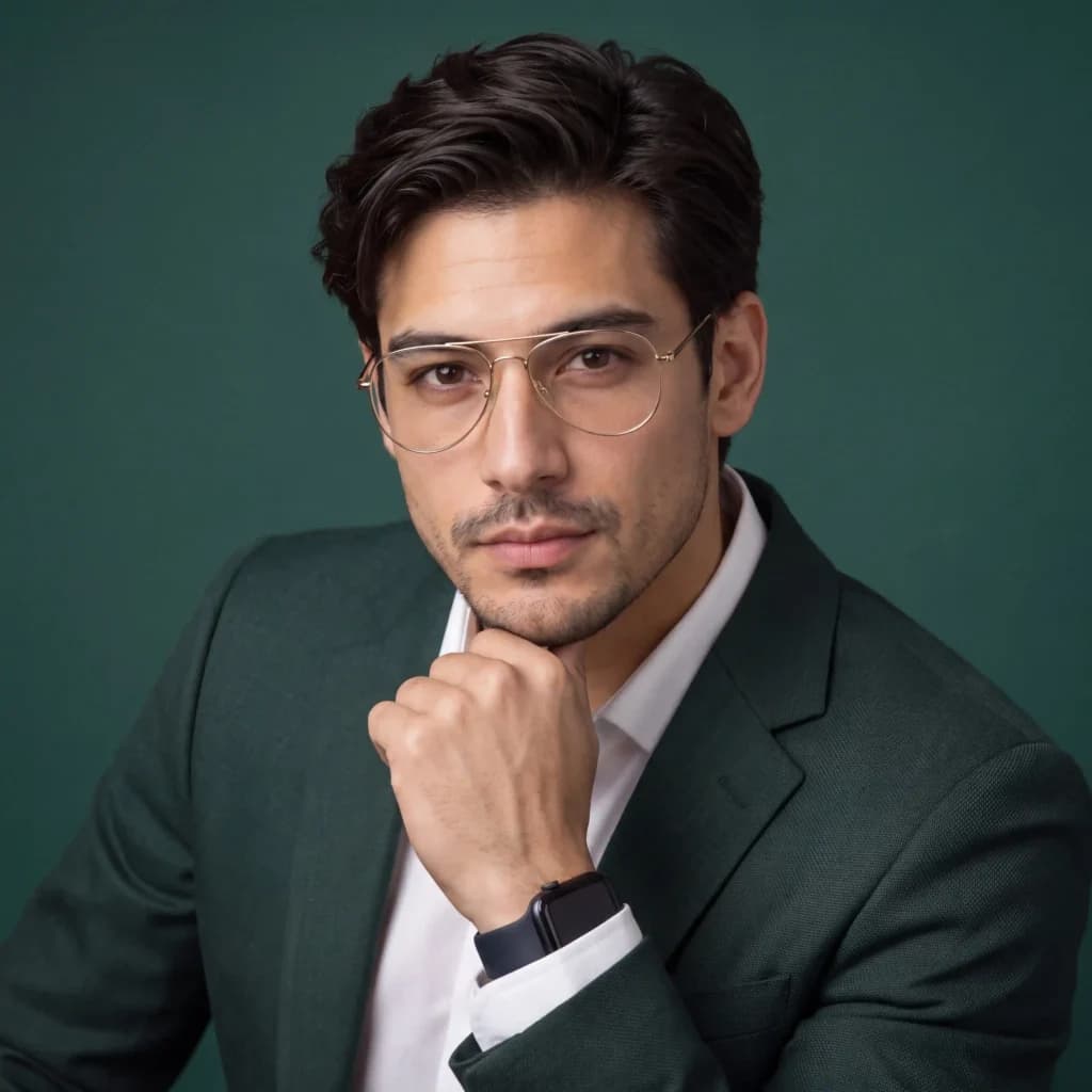 LinkedIn Executive Headshot Prompt: Dark Green Suit, Studio Portrait